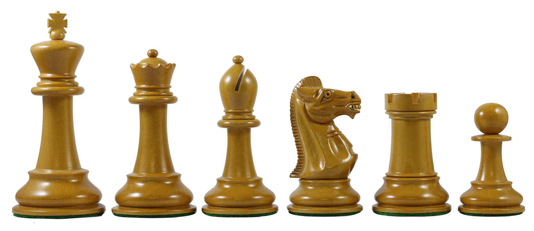 17th Olympiad Havanna 1966 Circa Reproduction 3.78" Staunton Chessmen Antiqued/Ebonised Boxwood - Image 4