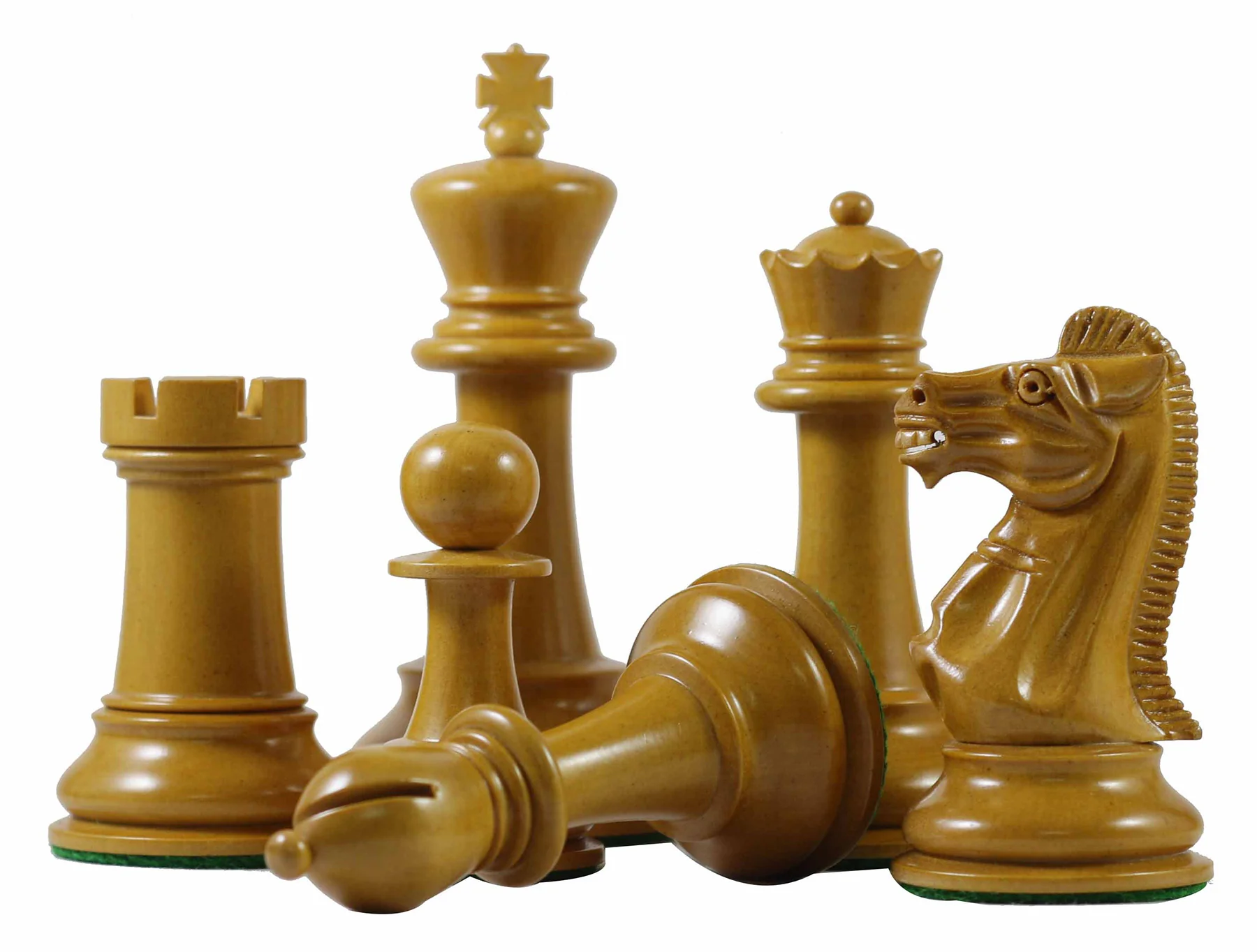 17th Olympiad Havanna 1966 Circa Reproduction 3.78" Staunton Chessmen Antiqued/Ebonised Boxwood - Image 6