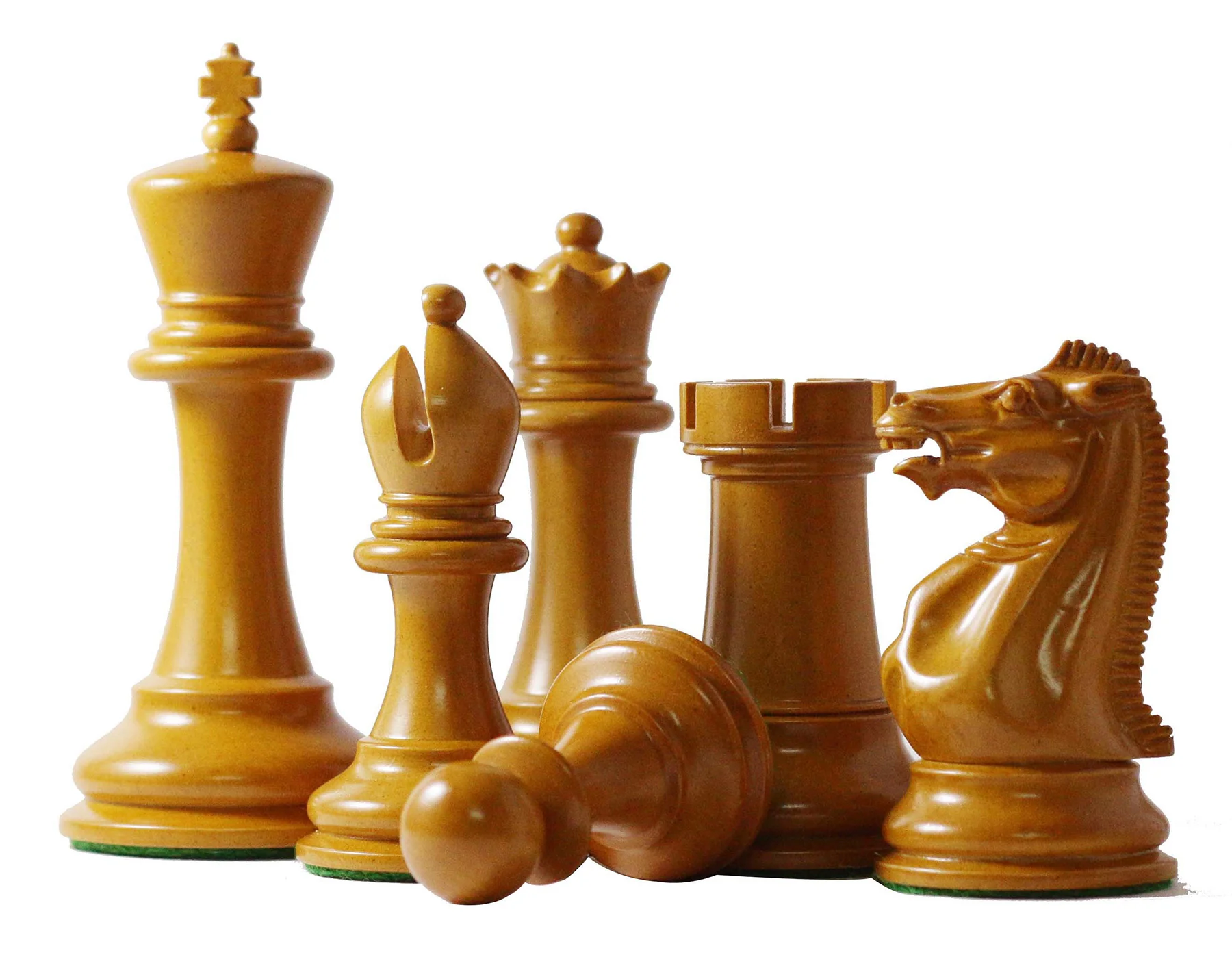 Anderson 1855-60 Reproduction 4.4" Staunton Chessmen in Antiqued Boxwood & Ebony - Image 5