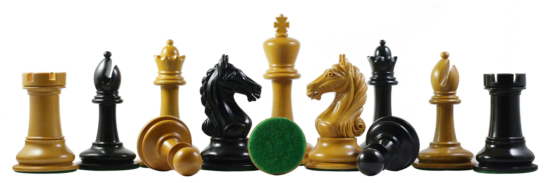 Warrior Series 4" Premium Staunton Chess Set in Ebony and Antiqued Box Wood - Image 2