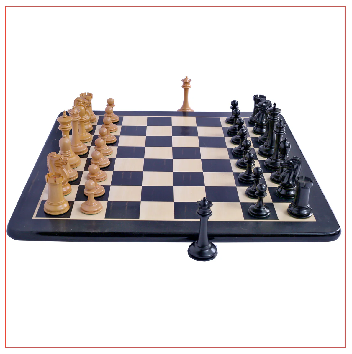 B & Company Reproduction 4.4" Staunton Ebony/Boxwood Chess Set - Image 3