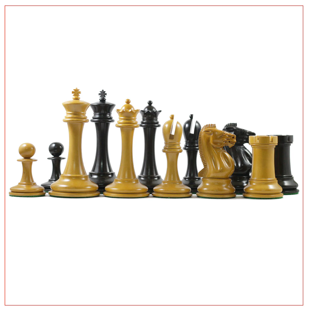 B & Company Reproduction 4.4" Staunton Ebony/Boxwood Chess Set - Image 5