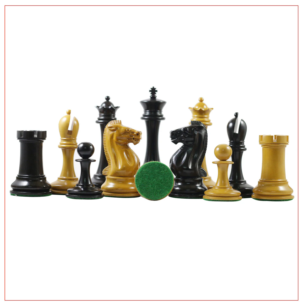 B & Company Reproduction 4.4" Staunton Ebony/Boxwood Chess Set - Image 7