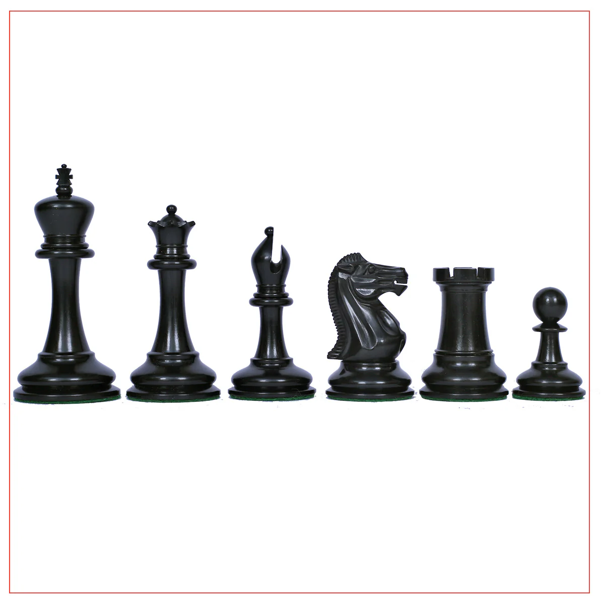Howard Staunton Series 3.5" Ebony Wood Staunton Chess Pieces - Image 3