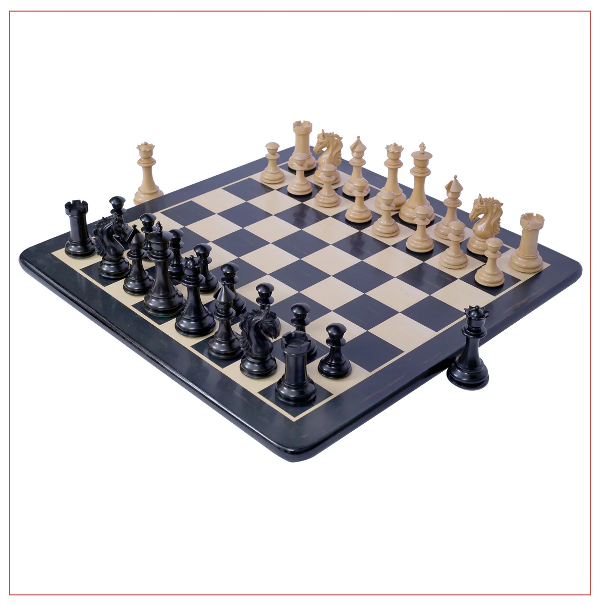 Heritage Series Ebony Staunton 4.4" Chess Set - Image 3