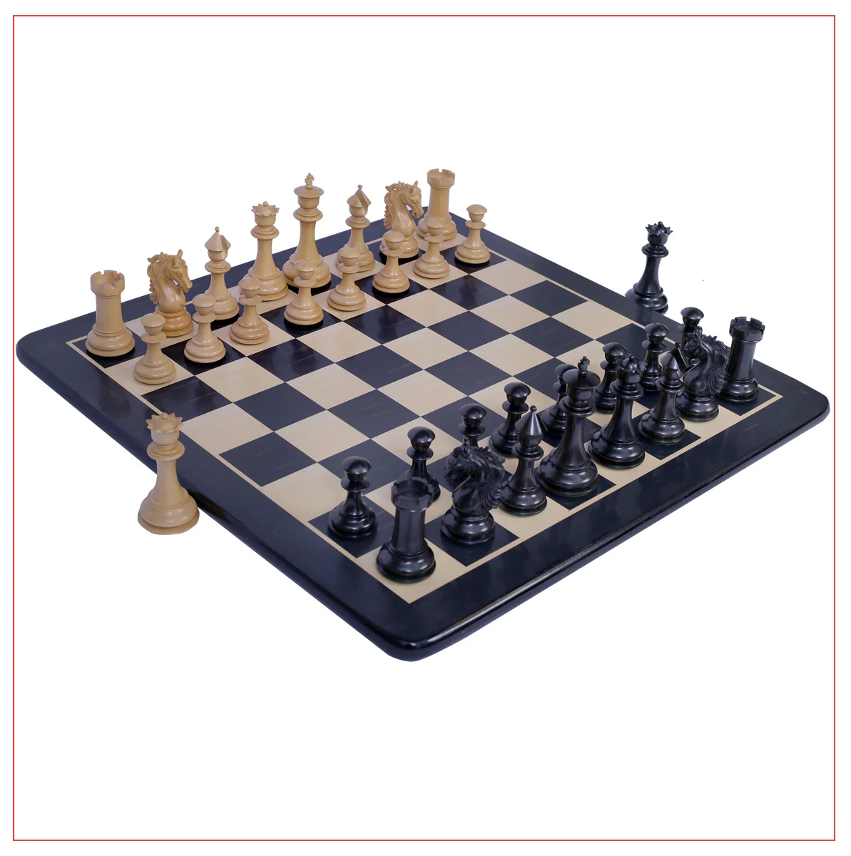 Heritage Series Ebony Staunton 4.4" Chess Set - Image 4