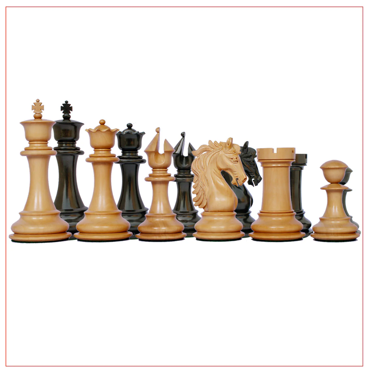 Heritage Series Ebony Staunton 4.4" Chess Set - Image 6