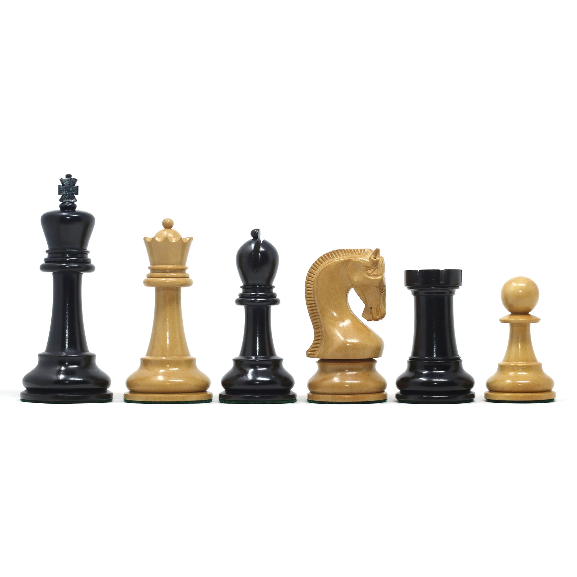 Leningrad Series 4" Chess set in Natural Boxwood and Ebonised Boxwood - Image 5
