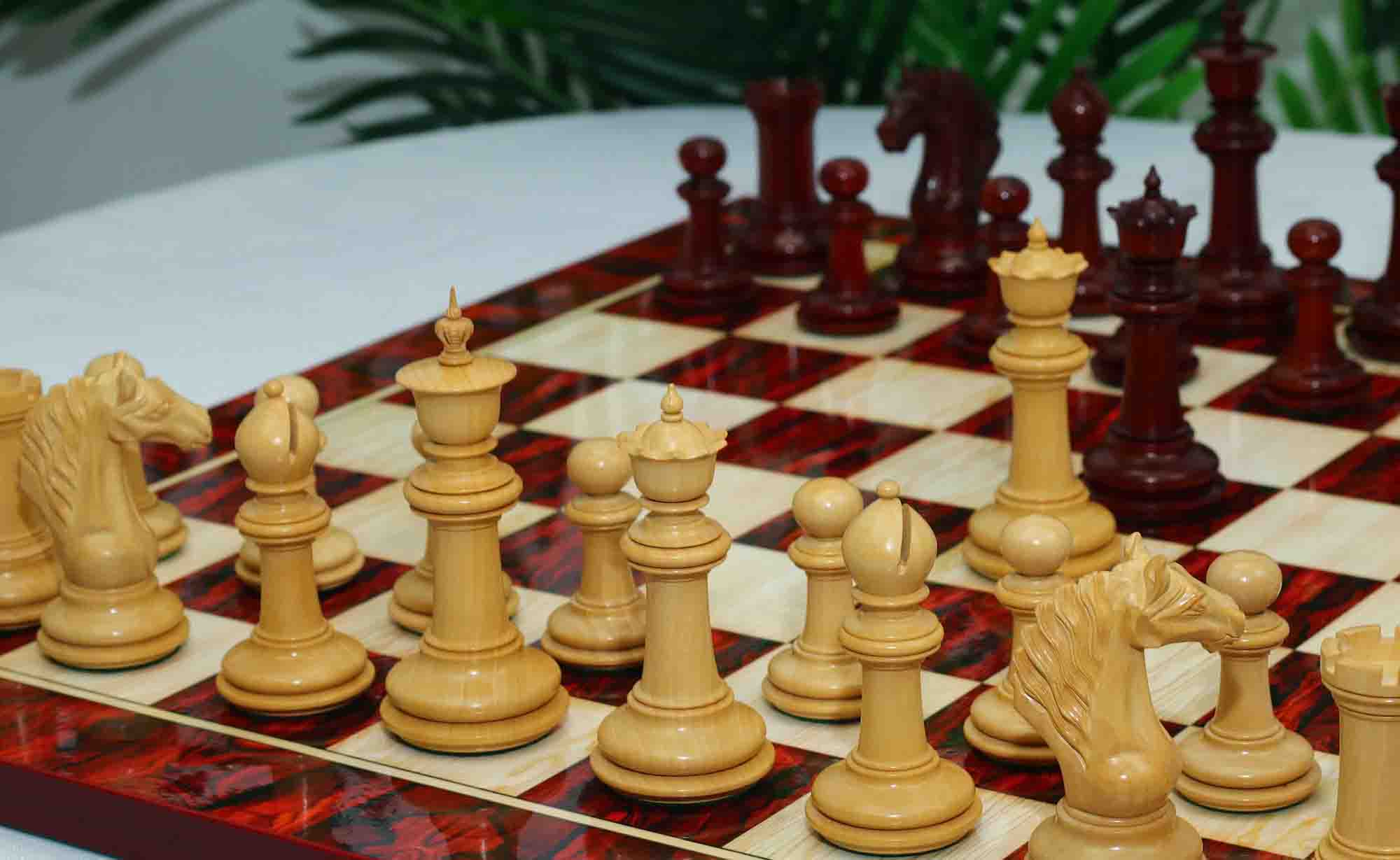 Macedon Series Luxury Staunton 4.4" Boxwood and Bud Rosewood wood Chess set - Image 28