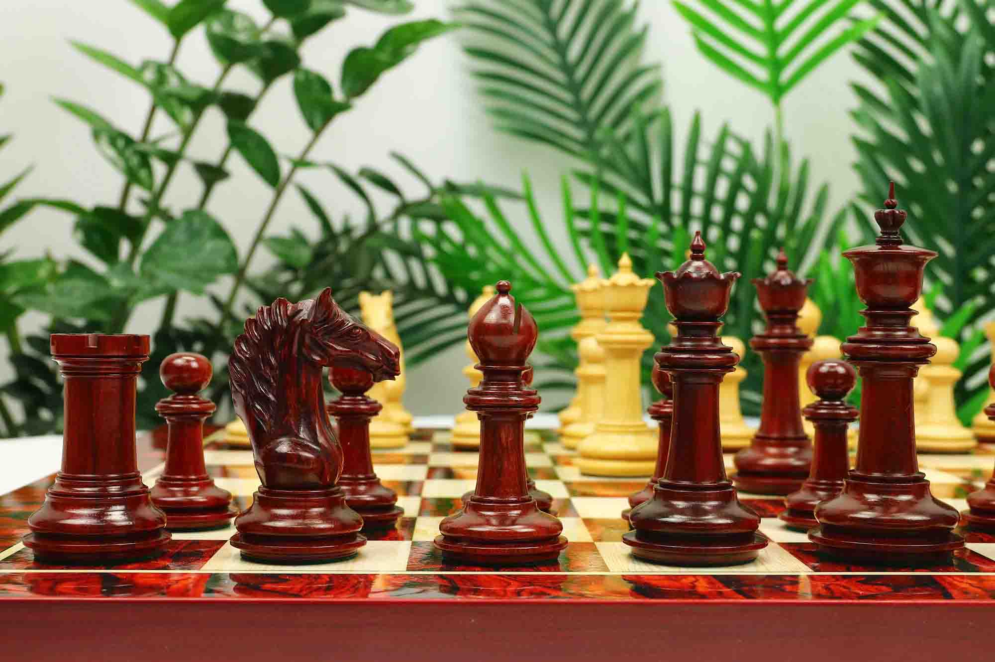 Macedon Series Luxury Staunton 4.4" Boxwood and Bud Rosewood wood Chess set - Image 7