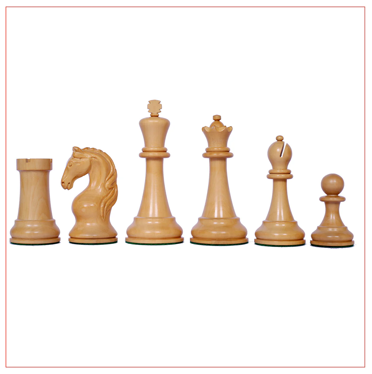 Piatigorsky 1865 Reproduction Staunton 4.5" Chess Pieces Mahogany Gilded/Natural Boxwood - Image 3