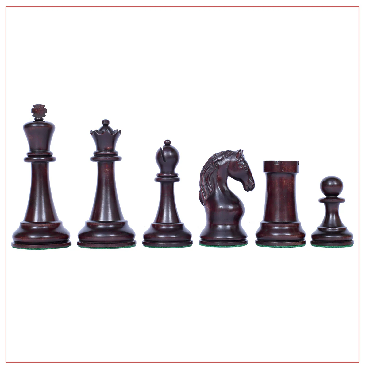 Piatigorsky 1865 Reproduction Staunton 4.5" Chess Pieces Mahogany Gilded/Natural Boxwood - Image 7