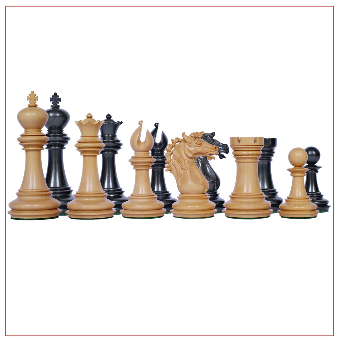 Regal Series 4" Ebony Wood Staunton Chess Set with Board - Image 14