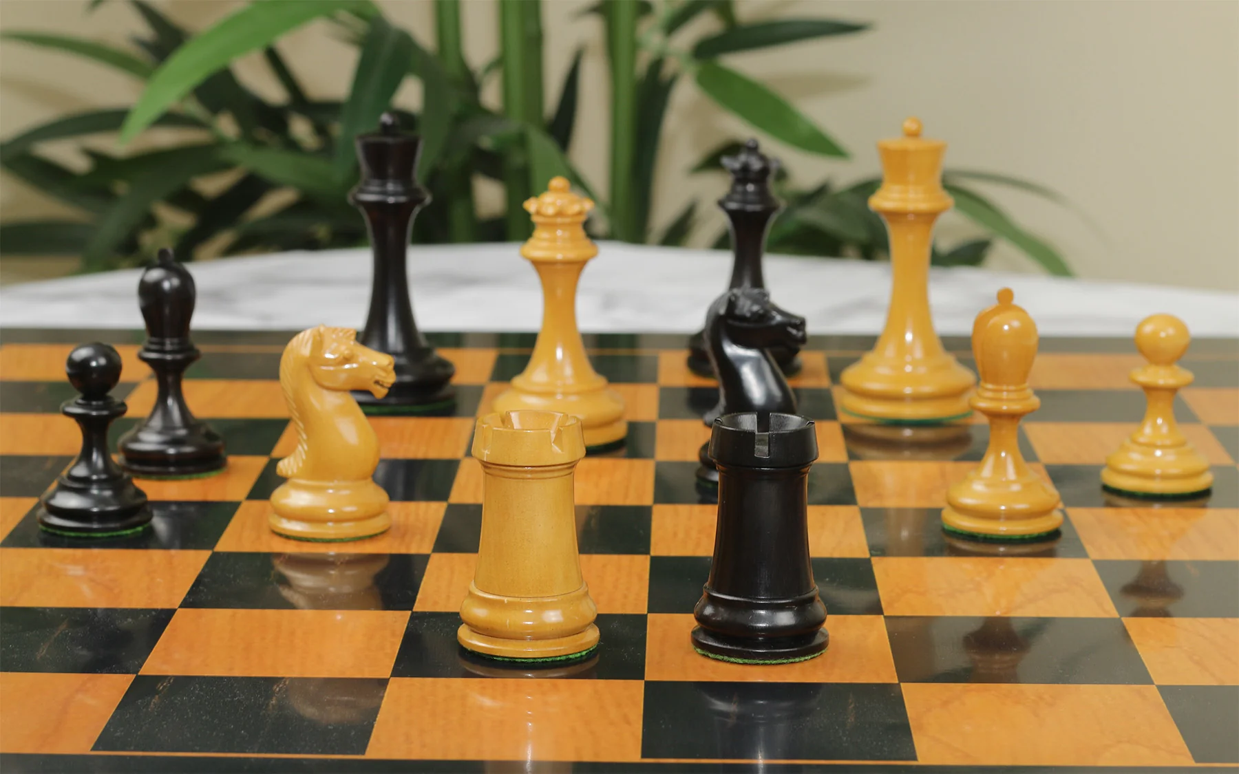 Reproduction Vintage B & Co 1860s Antique Chess Set in Ebony / Antiqued Box wood - 4" King - Image 18