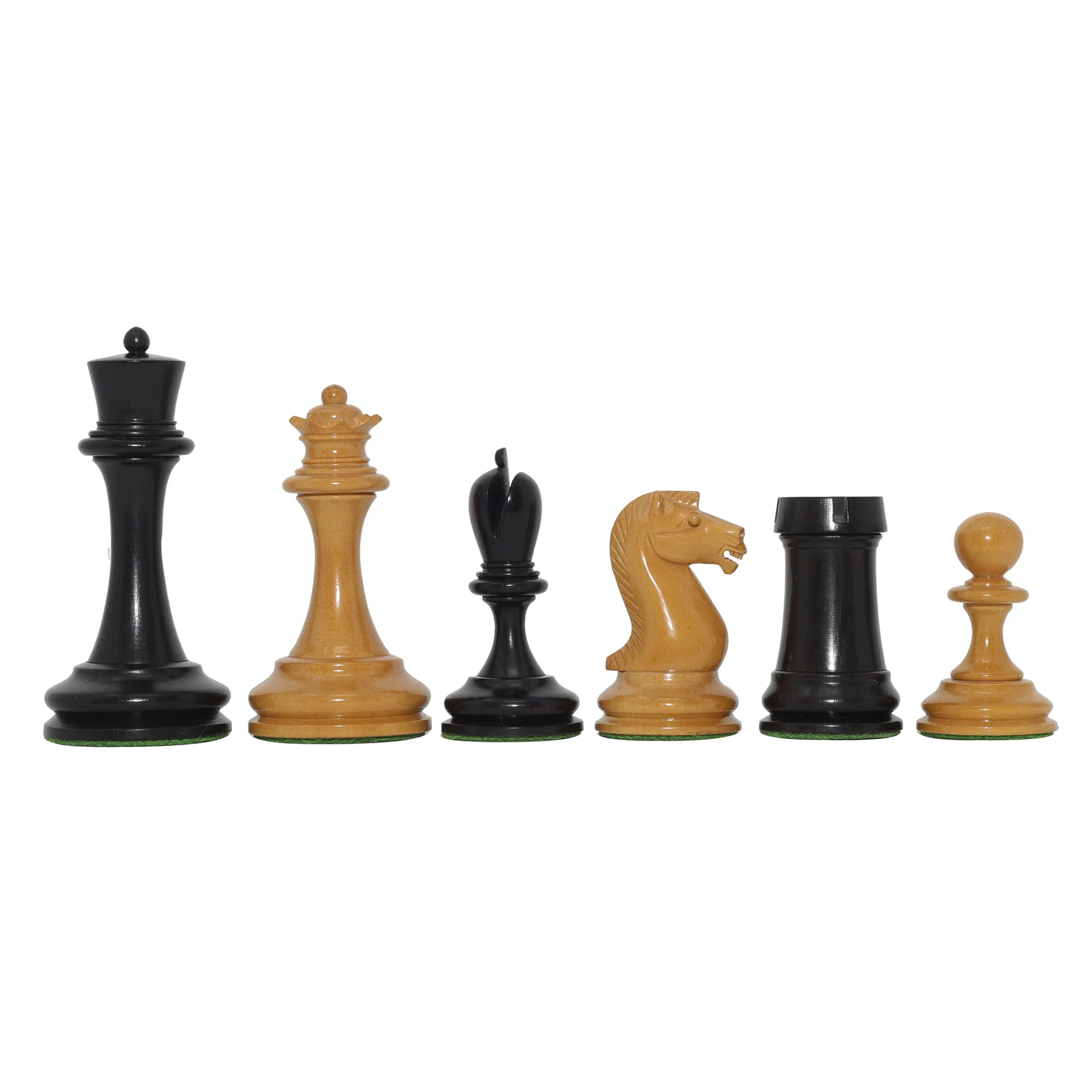Reproduction Vintage B & Co 1860s Antique Chess Set in Ebony / Antiqued Box wood - 4" King - Image 3