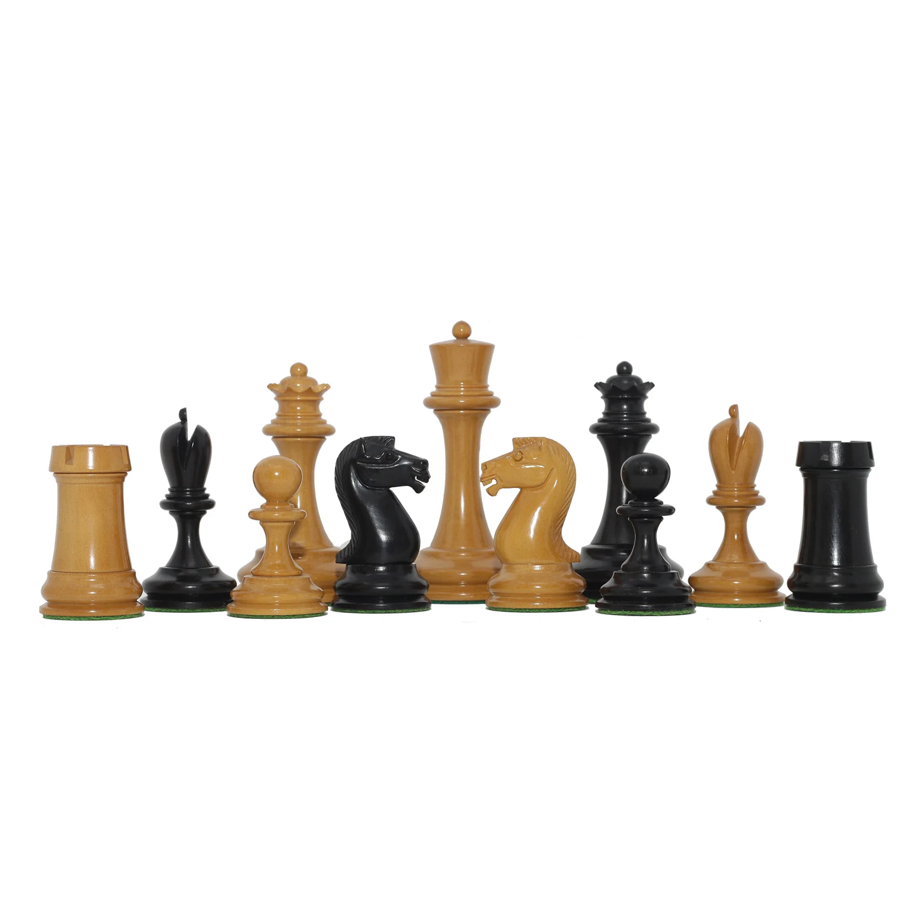 Reproduction Vintage B & Co 1860s Antique Chess Set in Ebony / Antiqued Box wood - 4" King - Image 5