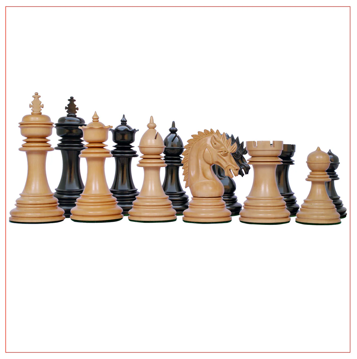 Thebes Series 4.4" Ebony Wood Staunton Chess Set - Image 12