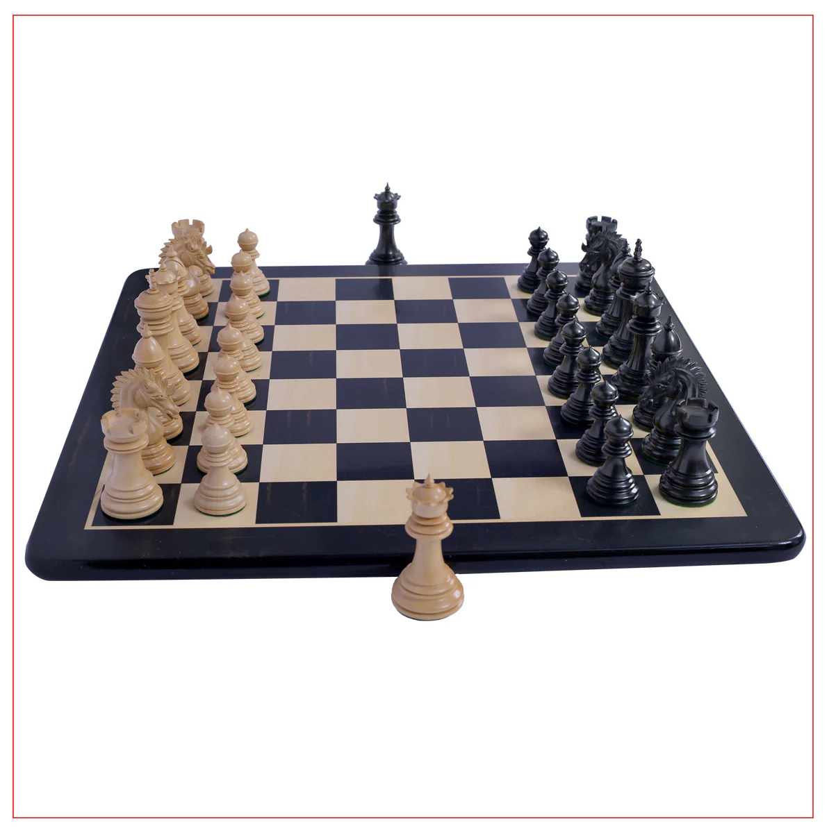Thebes Series 4.4" Ebony Wood Staunton Chess Set - Image 3