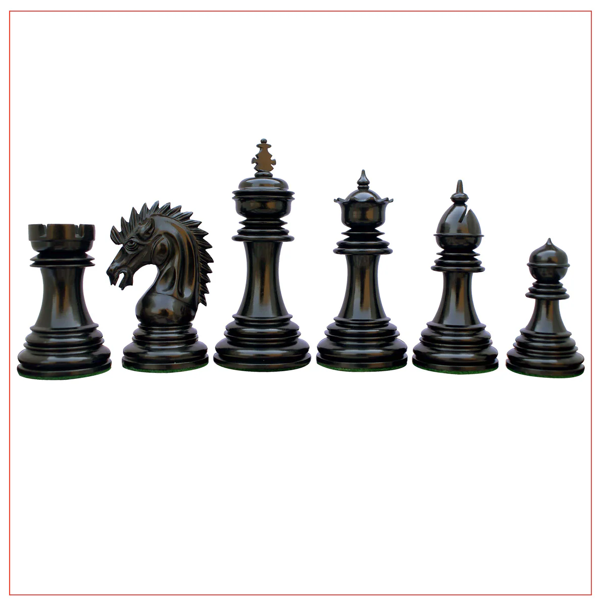 Thebes Series 4.4" Ebony Wood Staunton Chess Set - Image 5