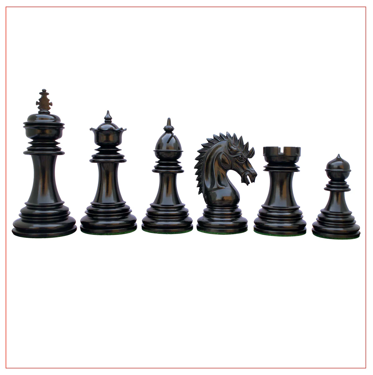 Thebes Series 4.4" Ebony Wood Staunton Chess Set - Image 6