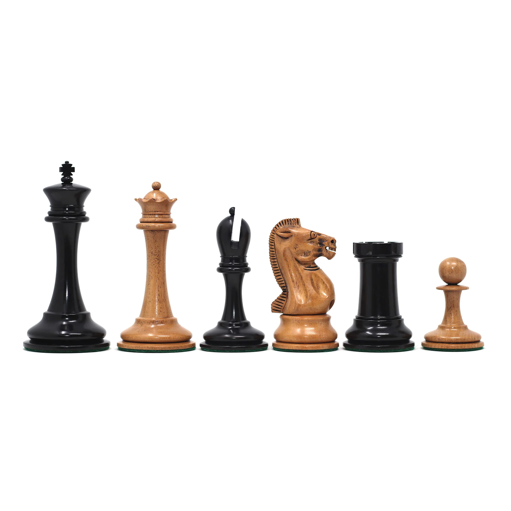 B & Company Reproduced Staunton 4.4" Chess Set in Distressed Boxwood and Ebony - Image 14