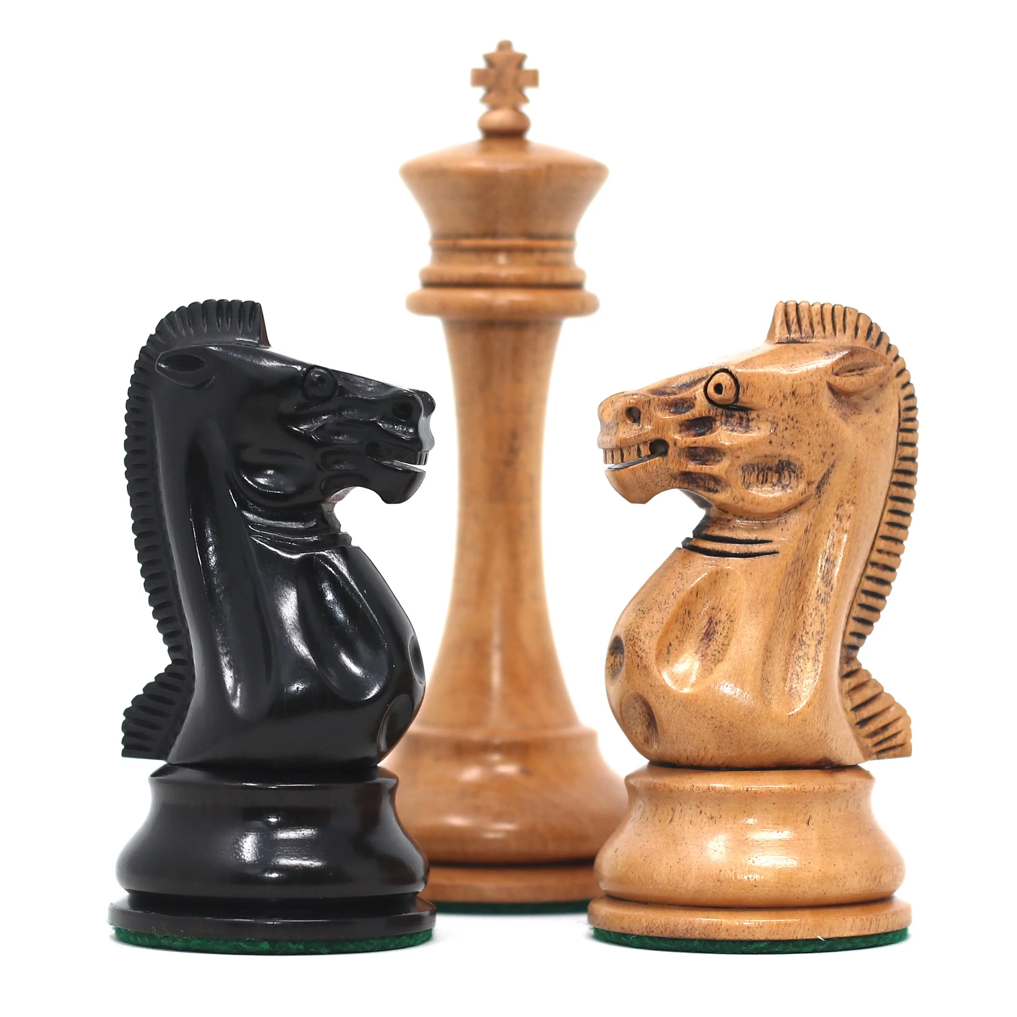B & Company Reproduced Staunton 4.4" Chess Set in Distressed Boxwood and Ebony - Image 17