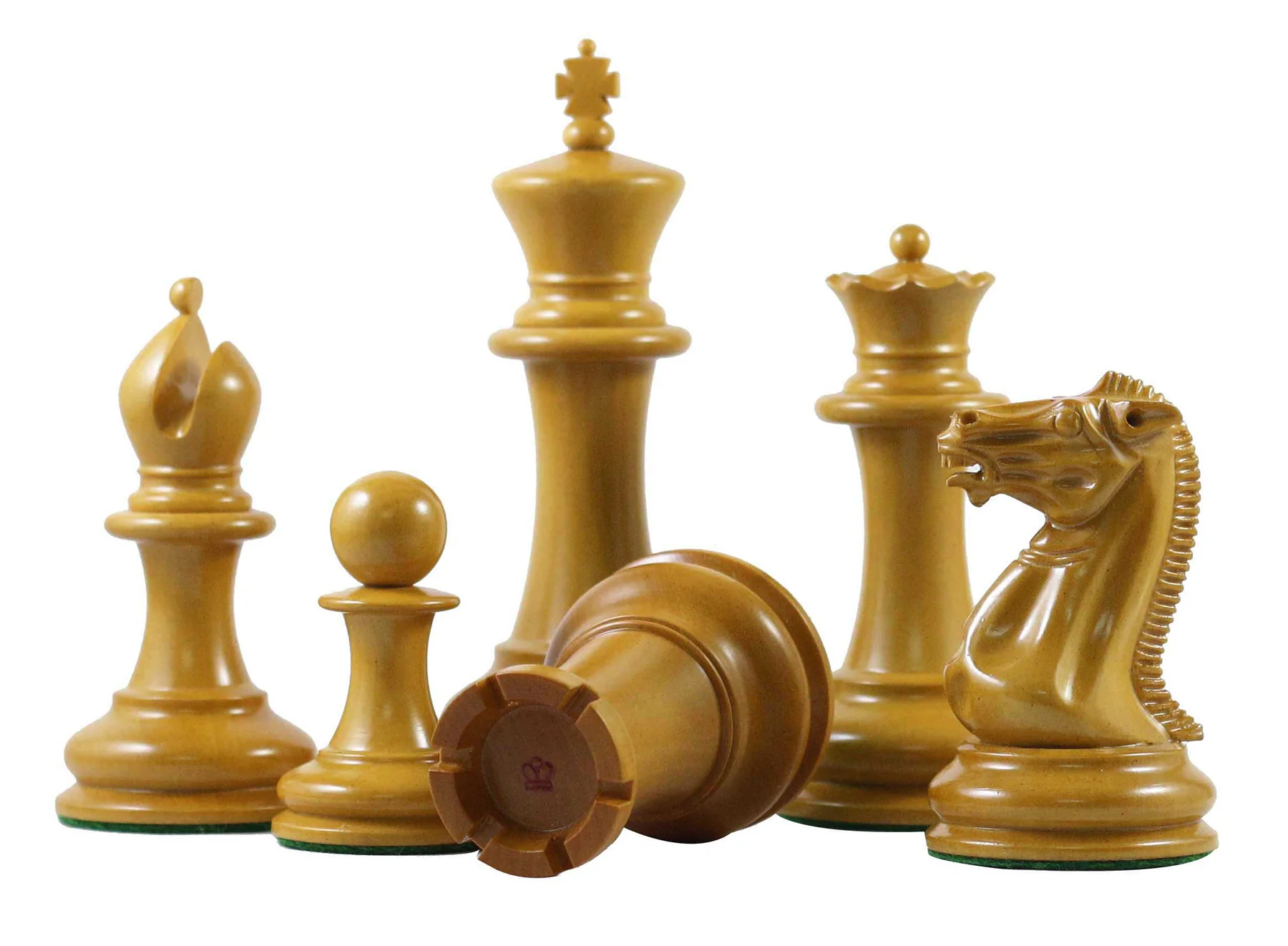 Jaques Reproduction 1850-55 Staunton 4.4" Ebony/ Antiqued Boxwood Chess Pieces - Image 6
